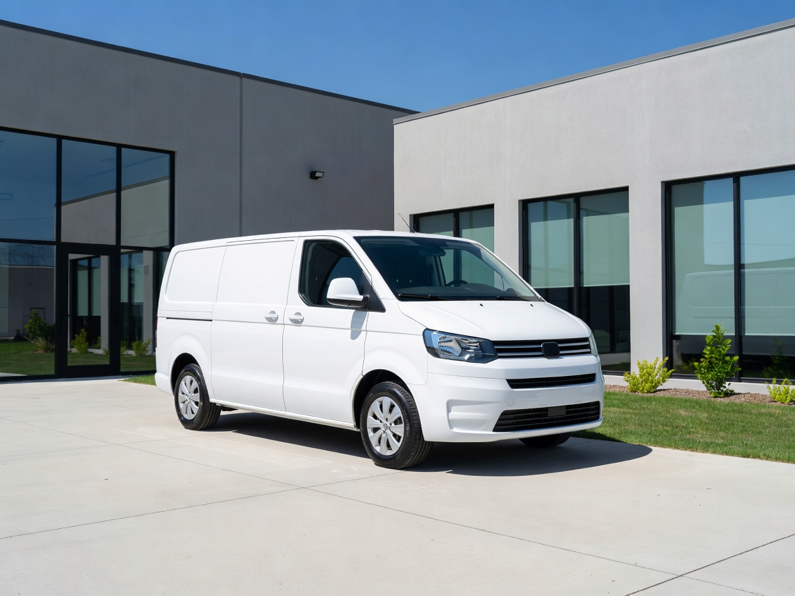 Clean commercial van parked outside