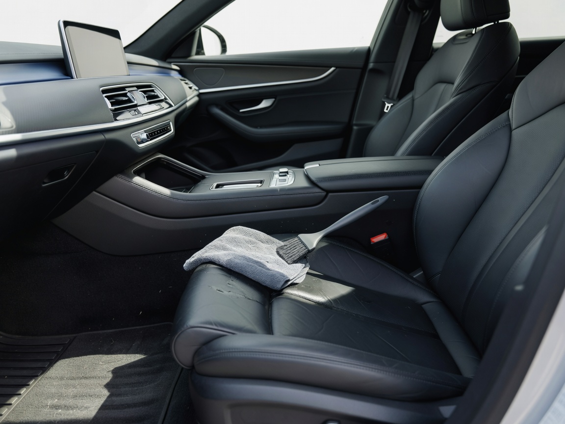 Detailed cleaning of a modern car interior cabin